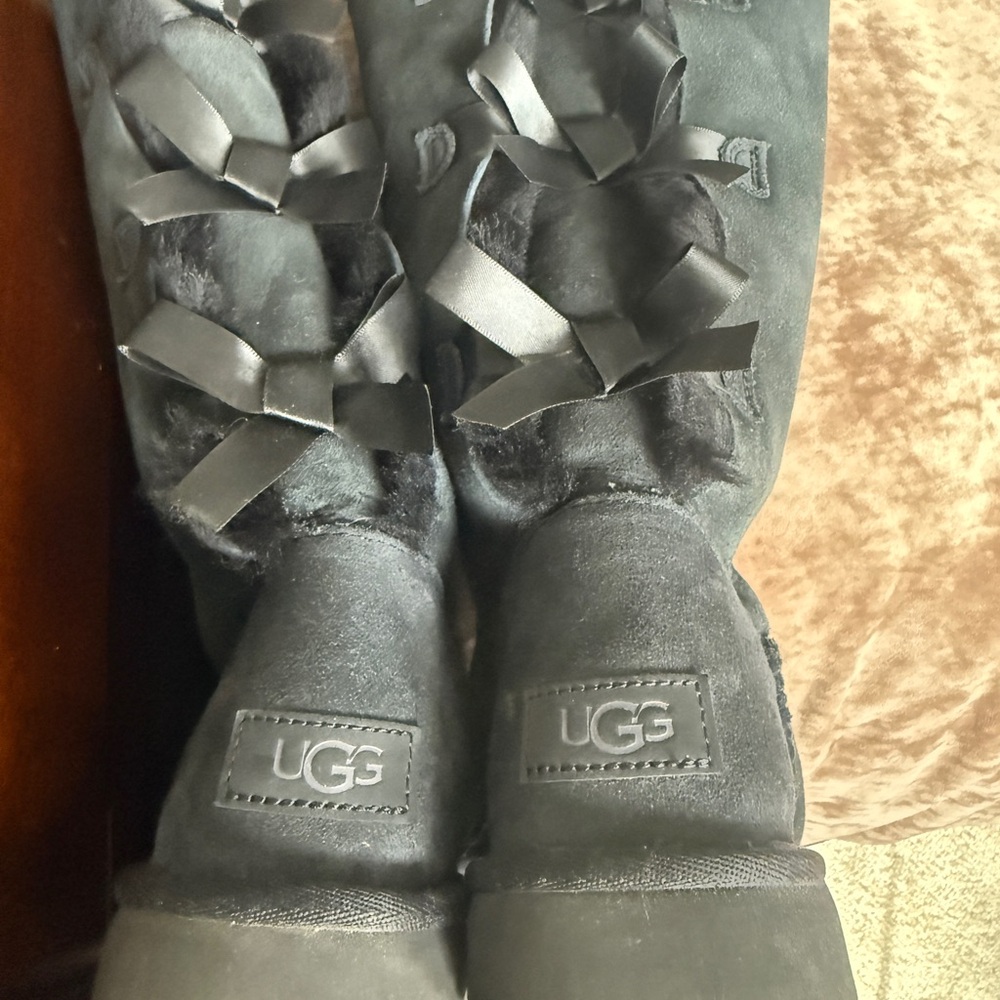 Black Suede Knee-High Boots - Picture 5 of 7